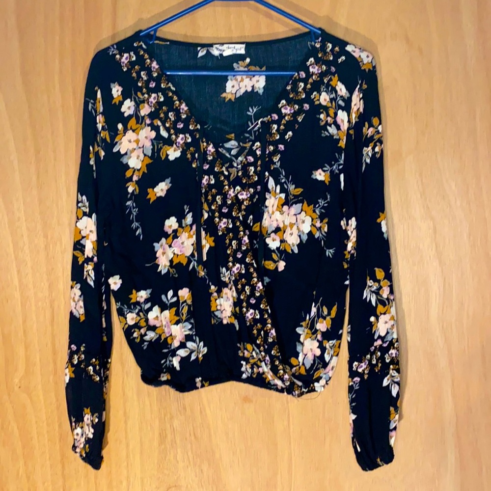 Floral long sleeve peasant top